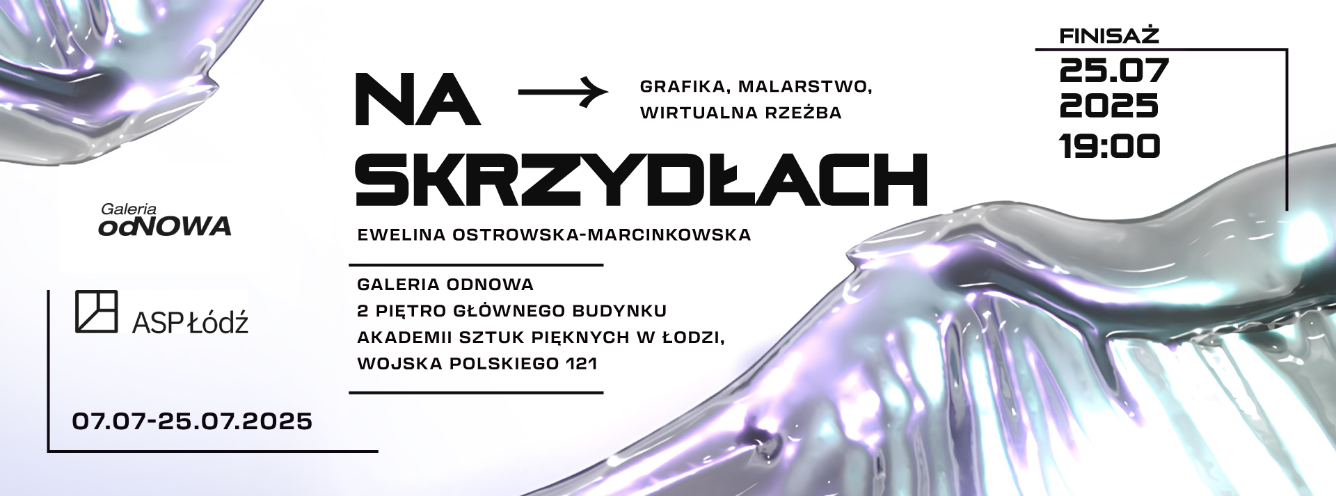 Baner wystawy: Na skrzydłach. Ewelina Ostrowska-Marcinkowska