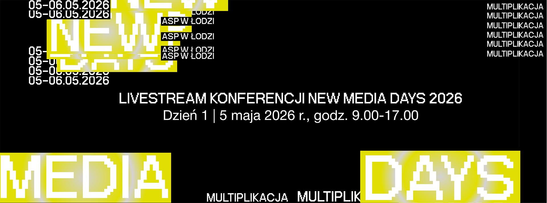 Baner linkujący do transmisji konferencji MULTIPLIKACJE w ramach wydarzenia New Media Days