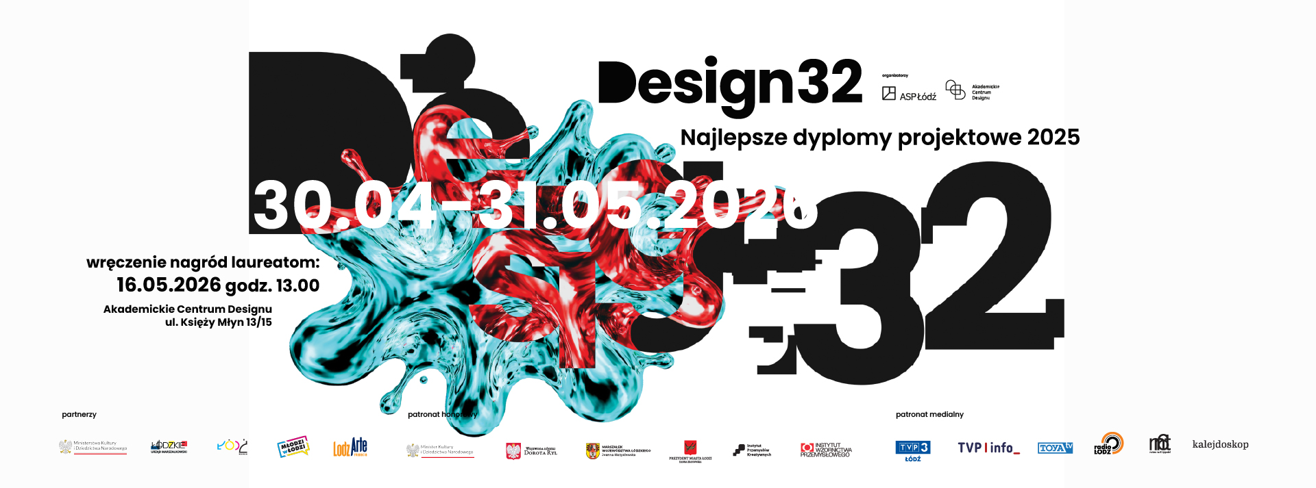 Baner wystawy DESIGN 32. Najlepsze Dyplomy Projektowe 2025