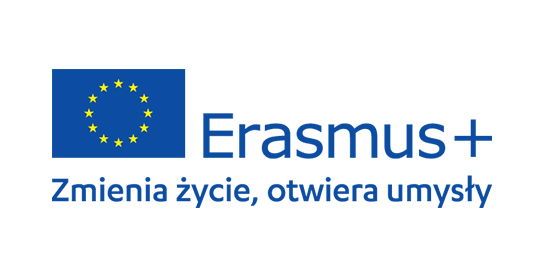 Białe tło z granatowym napisem: Erasmus   zmienia życie, otwiera umysły. Poprzedza go symbol  unijnej flagi. Mobilności w programie Erasmus  