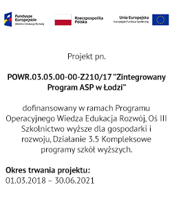 Projekt POWR.03.05.00-00-Z210/17 ”Zintegrowany Program ASP w Łodzi”